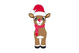 Charming Cute Reindeer with Christmas Hat