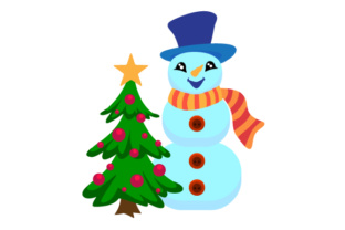 Charming Snowman with Christmas Tree for Crafts