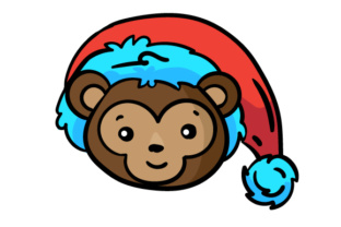 Christmas Jungle Face Monkey: A Crafty Holiday Design Asset