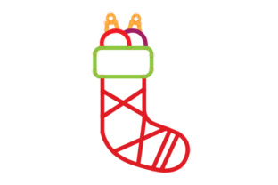 Christmas Stocking Outline Design for Festive Crafts and Sewing Cards