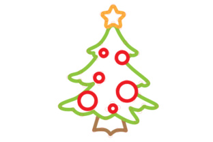 Christmas Tree Outline Design for Crafts and Sewing Cards
