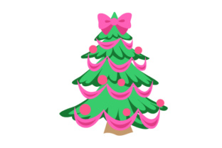Christmas Tree with Pink Bowtie: A Festive Craft Design