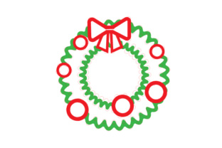 Christmas Wreath Outline Design for Crafts and Sewing Cards