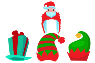 Set of 4 Christmas Hats for Festive Crafts and Branding