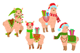 Set of 4 Christmas Llamas: A Versatile Asset for Holiday Crafts