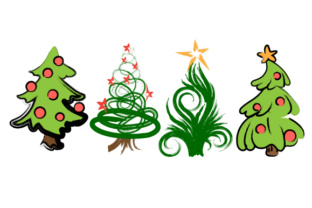 Set of 4 Christmas Trees: A Versatile Asset for Crafts and Design